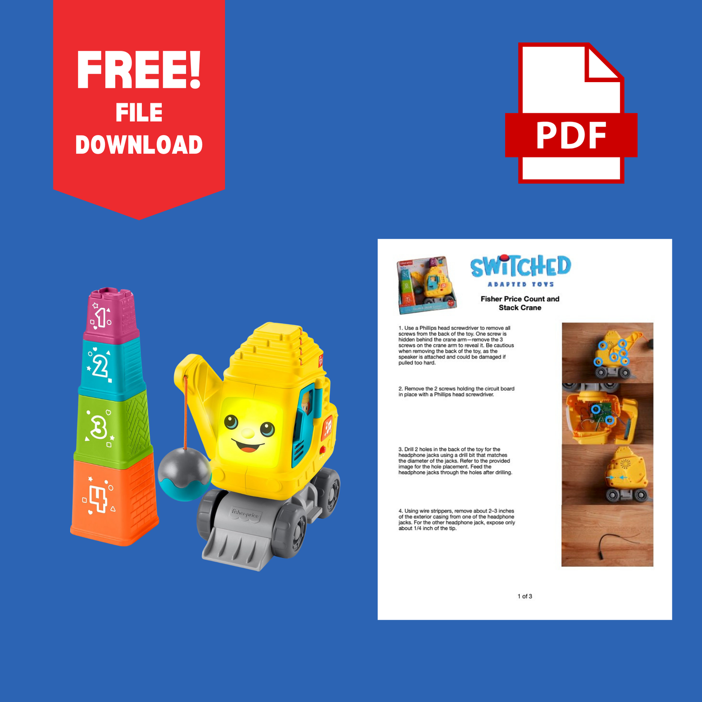 Free File Download – PDF Manual: Fisher-Price Count & Stack Crane Switch Adaptation Guide