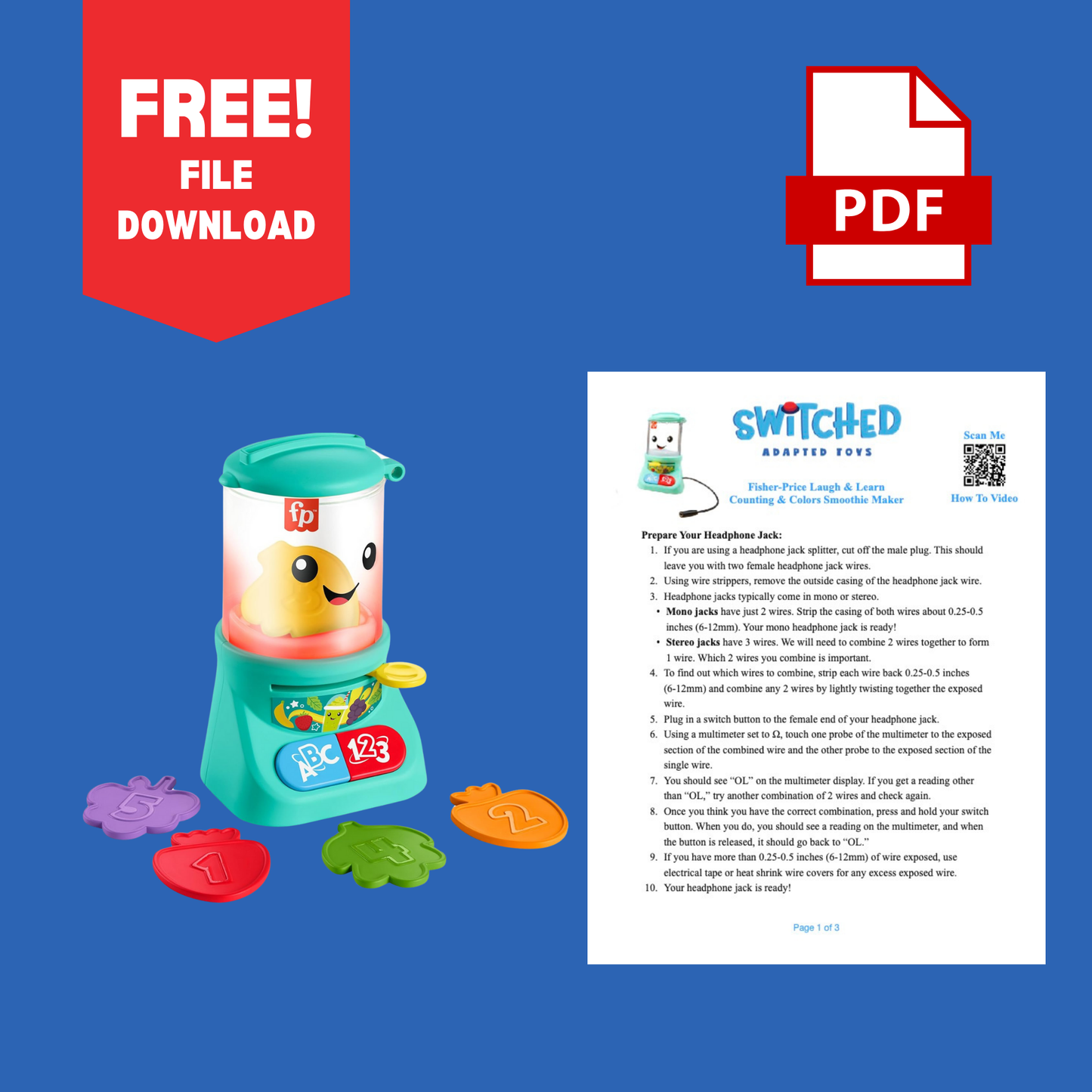 Free File Download – PDF Manual: Fisher-Price Counting & Colors Smoothie Maker Switch Adaptation Guide